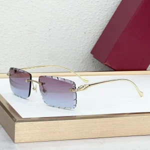 Vintage Rectangle Square Frameless Rimless Sunglasses UV400 Metal Optical Lenses for Women and Men
