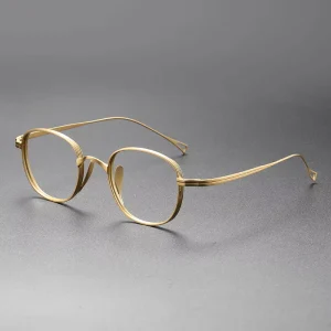 Vintage Round Titanium Reading Glasses Frame Animal Print Durable Unisex Full Frame Diamond Face Shape Turtle Can