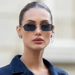 Vintage Small Frame Punk Metal Square UV400 Sunglasses for Men and Women