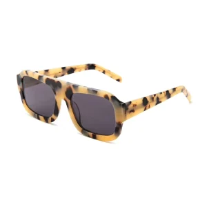 Vintage Square Full-Rim Sunglasses UV400 Polarized Acetate Lenses Blue Tortoiseshell Unisex