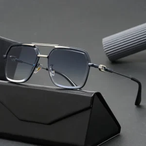Vintage Square Gradient Metal Sunglasses