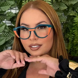 Vintage Stripe Prescription Optical Eyeglass Frames for Women