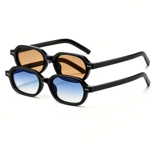 Vintage Unisex Eyewear UV400 Small Square Rectangle Sunglasses