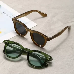 Vintage Unisex Sunglasses Green Lenses PC + CP Round Frame