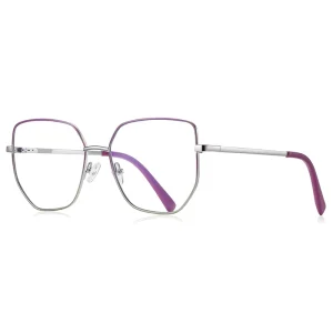 VisualMate Simple Art Style Women’s Polygon Eyewear Large Frame Glasses Men’s Metal Eye Glasses