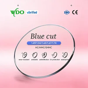 WDO Source Factory 1.56 Hmc Danyang Blue Cut UV420 Two piece 75mm Diameter Spectacle Lens Optical Lenses
