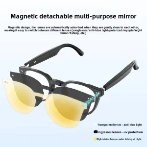 Waterproof Blue Light Blocking Smart Glasses with AI Photo Recognition and Real-Time Translation