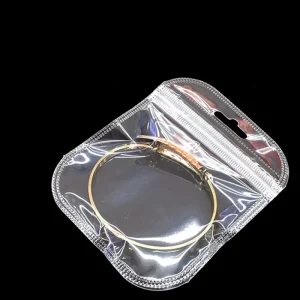 Waterproof Double-Sided Transparent Zip-Lock Plastic Bags with Hang Hole for Jewelry, Nail Art, Cosmetics