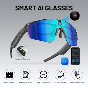 Wearable Smart Glasses Plastic Music Playback Video Recording Touch Control
