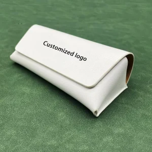 White Foldable Magnetic Soft Sunglasses Case with Printed Custom Logo