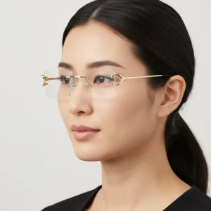 White Square Rimless Reading Optical Eyeglass Frame for Women