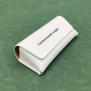 White and Black Foldable PU Leather Eyeglass Case for Sunglasses S029