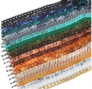 Wide Amber Acrylic Glasses Chain for Women, Reading Glasses and Sunglasses Strap