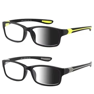 Wide Blue Light Blocking Computer Reading Glasses for Men with Photochromic Tinted Lenses