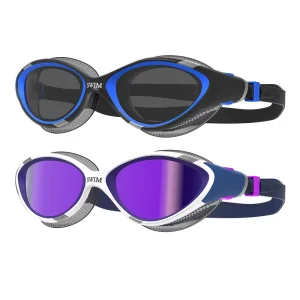 Wide-View Mirror-Coated Anti-Fog Swimming Goggles for Open Water