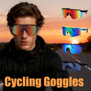 Windproof UV400 Polarized Bike Eyewear Semi-Rimless Outdoor Riding Sports Sunglasses for Night Hiking