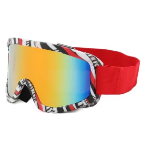 Winter Ski Mountaineering Goggles with Mirrored Glass UV400 PC Lens, Full-Face Windproof Design and Adjustable Strap