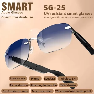 Wireless Smart Audio Glasses Wearable Eyewear Touch Control AI Voice Assistant Photo Remote Control Outdoor
