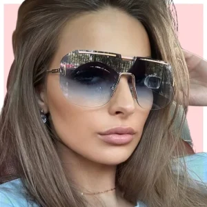 Women Fashion Square Rimless Metal Sunglasses Uv400 High End Outdoor Travel Gift Eyewear Accessories Lady