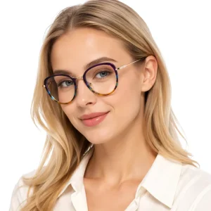 Women’s Acetate Prescription Eyeglass Frames Acetate Front Metal Temples