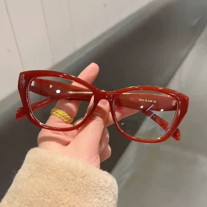Women’s Anti-Blue Light Cat Eye Clear-Lens Eyeglass Frames, No-Grade Myopia Prescription