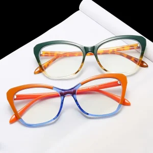 Women’s Cat Eye Eyeglass Frames Clear Lens Blue Light Blocking Prescription Glasses TR Frame