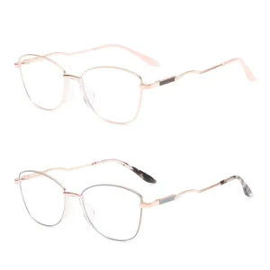 Women’s Cat-Eye Full-Rim Metal Optical Eyeglass Frames, Lightweight, Durable