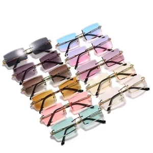 Women’s Clear Rimless Square Sunglasses
