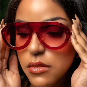 Women’s Coated Cycling Sunglasses UV400 Red Black