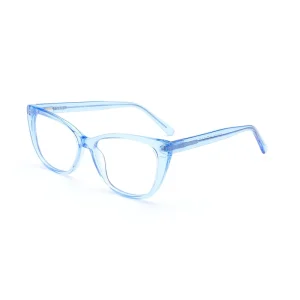 Women’s Crystal Cat Eye Full Rim Prescription Optical Glasses Diamond Lightweight Fashionable Acetate Eyeglasses Frame