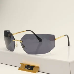 Women’s Curved-Lens Rimless Sunglasses UV400 Protection MU54YS