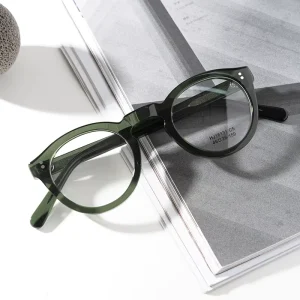 Women’s Dark Green Temple Acetate Frame Oval Reading Glasses OEM