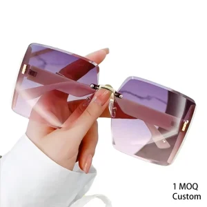 Women’s Frameless Square Sunglasses with UV Protection, 1-Piece Minimum