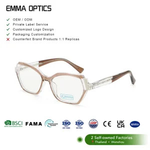 Women’s Gray Square Full-Rim Optical Frames with Anti-Blue Light PC Lenses