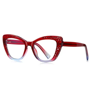 Women’s Hollow-Out Cat Eye Optical Prescription Eyeglass Frames Blue Light Blocking TR90