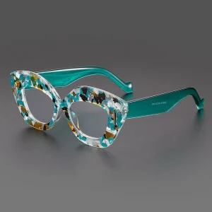 Women’s Irregular Printed Anti Blue Light Reading Glasses Cat Eye Optical Frames