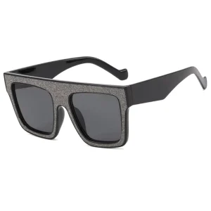 Women’s Men’s Personality Custom Fashion UV400 Designer New Trendy Large Square Frame Wide Temple Sunglasses