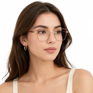 Women’s Metal Optical Eyeglasses Frames with Anti-Blue-Light Lenses