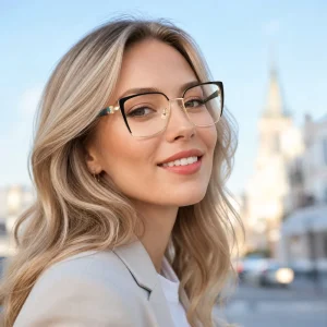 Women’s Metal Square Cat-Eye Optical Eyeglass Frames