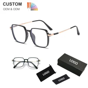 Women’s Metal Square Photochromic Photogrey Optical Eyeglasses Anti Blue Light