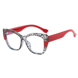 Women’s Multicolor Retro Cat-Eye TR90 Optical Eyeglass Frames with Anti-Blue Light Lenses