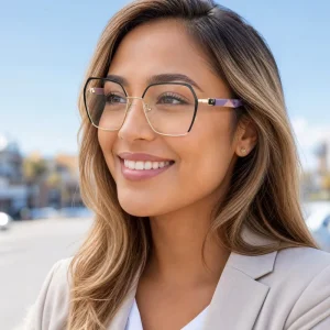 Women’s Oversized Square Cat-Eye Metal Optical Frames