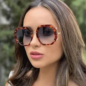 Women’s Polygonal Large-Frame UV-Resistant Sunglasses