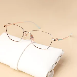 Women’s Premium Dainty Titanium Reading Prescription Eye Glasses Eyeglasses Optical Frame for Women