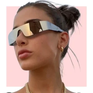 Women’s Punk Frameless One-Piece PC UV400 Sunglasses