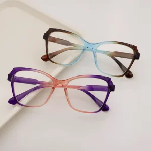 Women’s Rainbow Colorful Cat Eye Optical Frames Clear Prescription Eyewear Blue Light Blocking