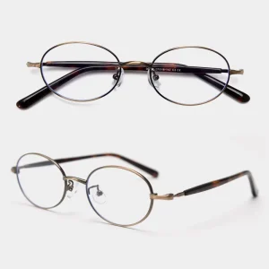 Women’s Retro Oval Metal Myopia Eyeglass Frames, Thin Edge