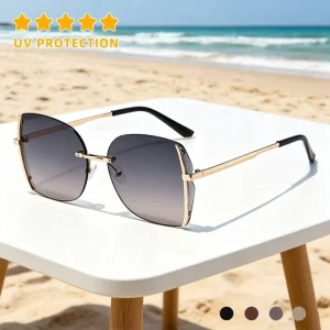Women’s Retro Oversized Rimless Square Sunglasses