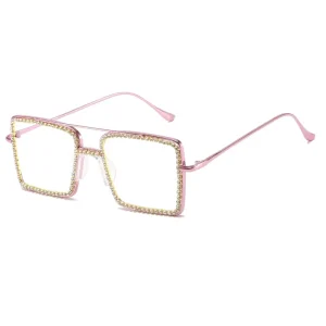 Women’s Rhinestone Metal Square Eyeglasses Frames