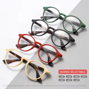Women’s Round Reading Glasses Red Frame Ultra-Clear Lenses 100-400 Magnification